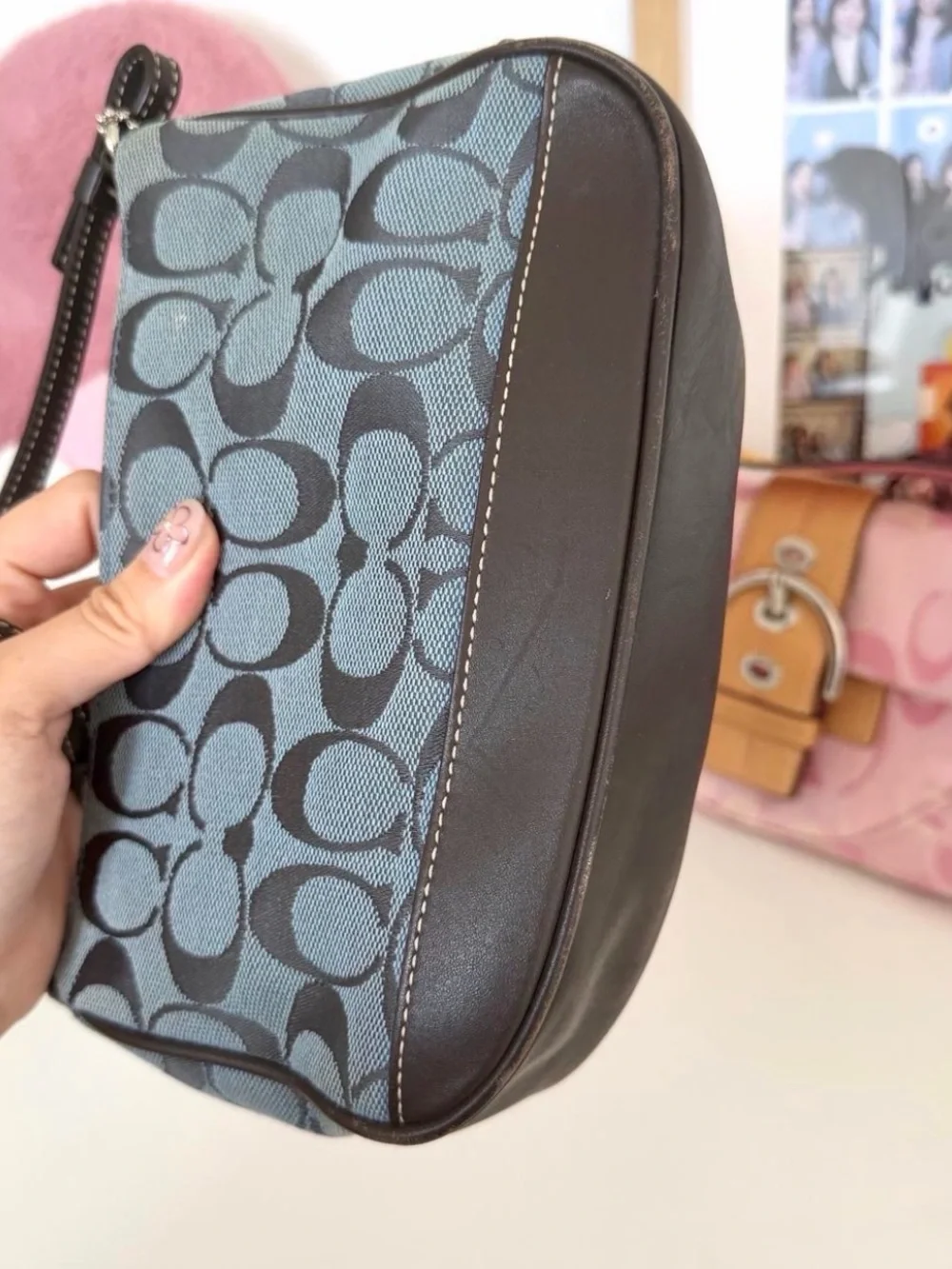 Coach Blue Signature Jacquard Mini Shoulder Bag